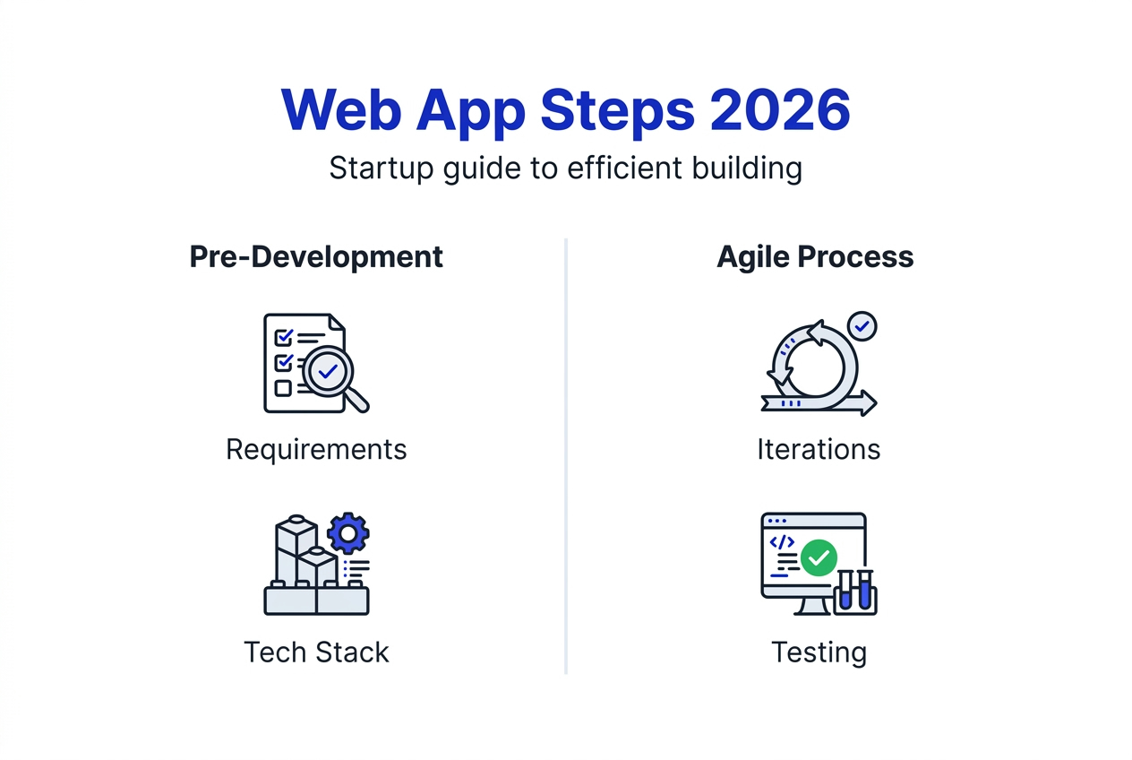 Infographic web app startup development steps