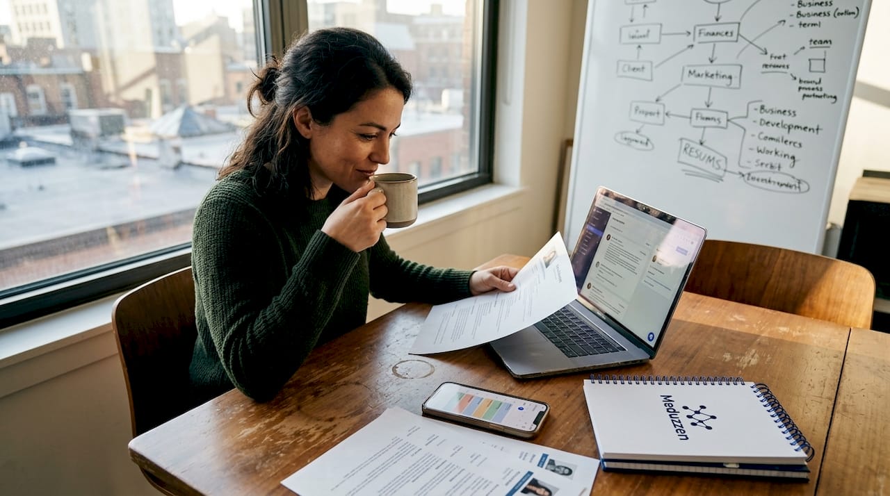 Startup founder reviews software developer resumes