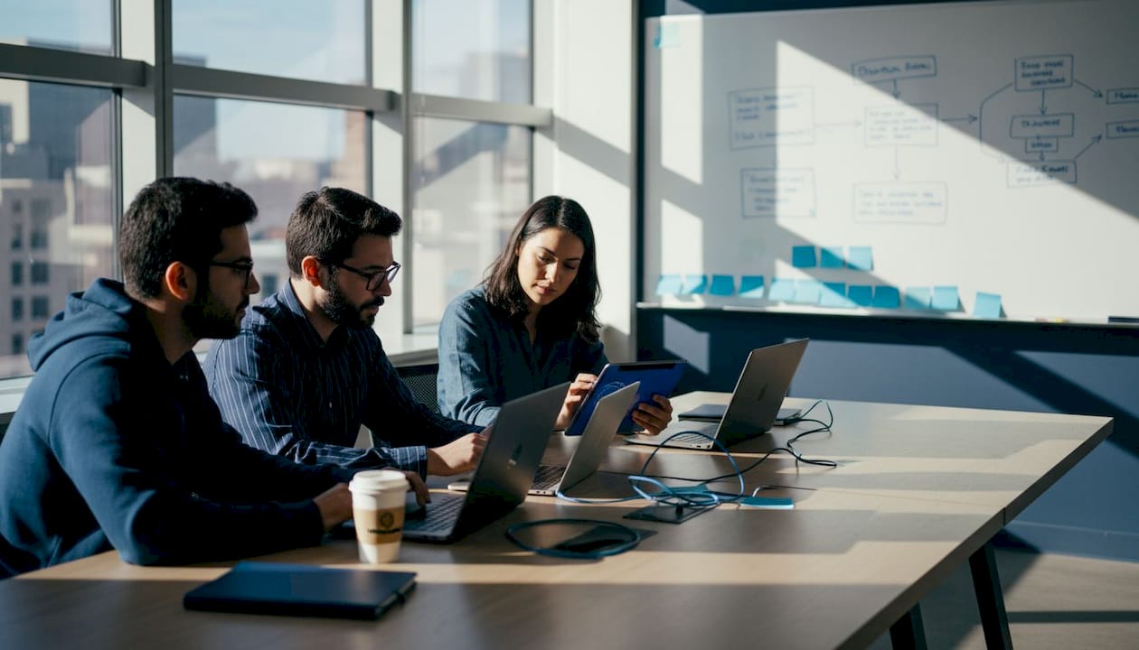 Startup founders evaluating software frameworks