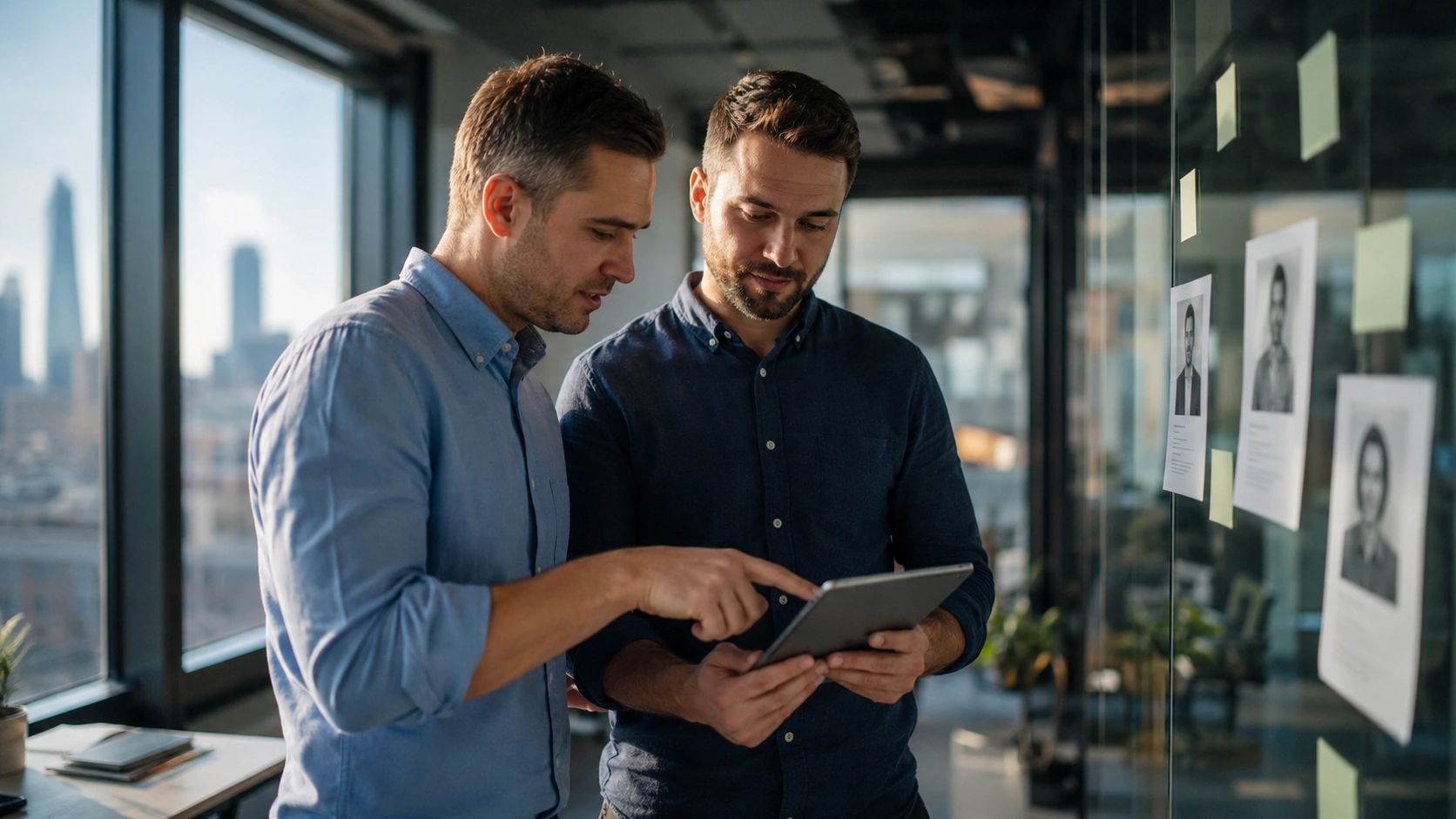 Two engineers reviewing a Django developer candidate during a hiring decision